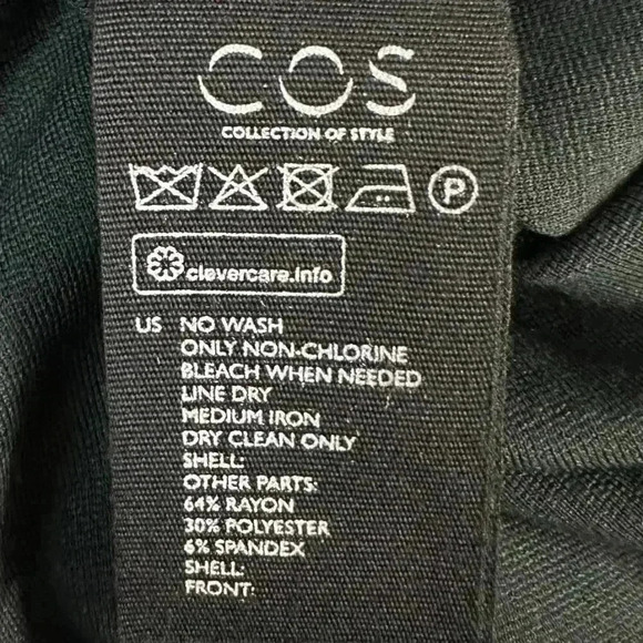 COS Wool Cotton Blend A-Line Long Sleeve Shift Jersey Dress Wool Panel Green M - Picture 14 of 16